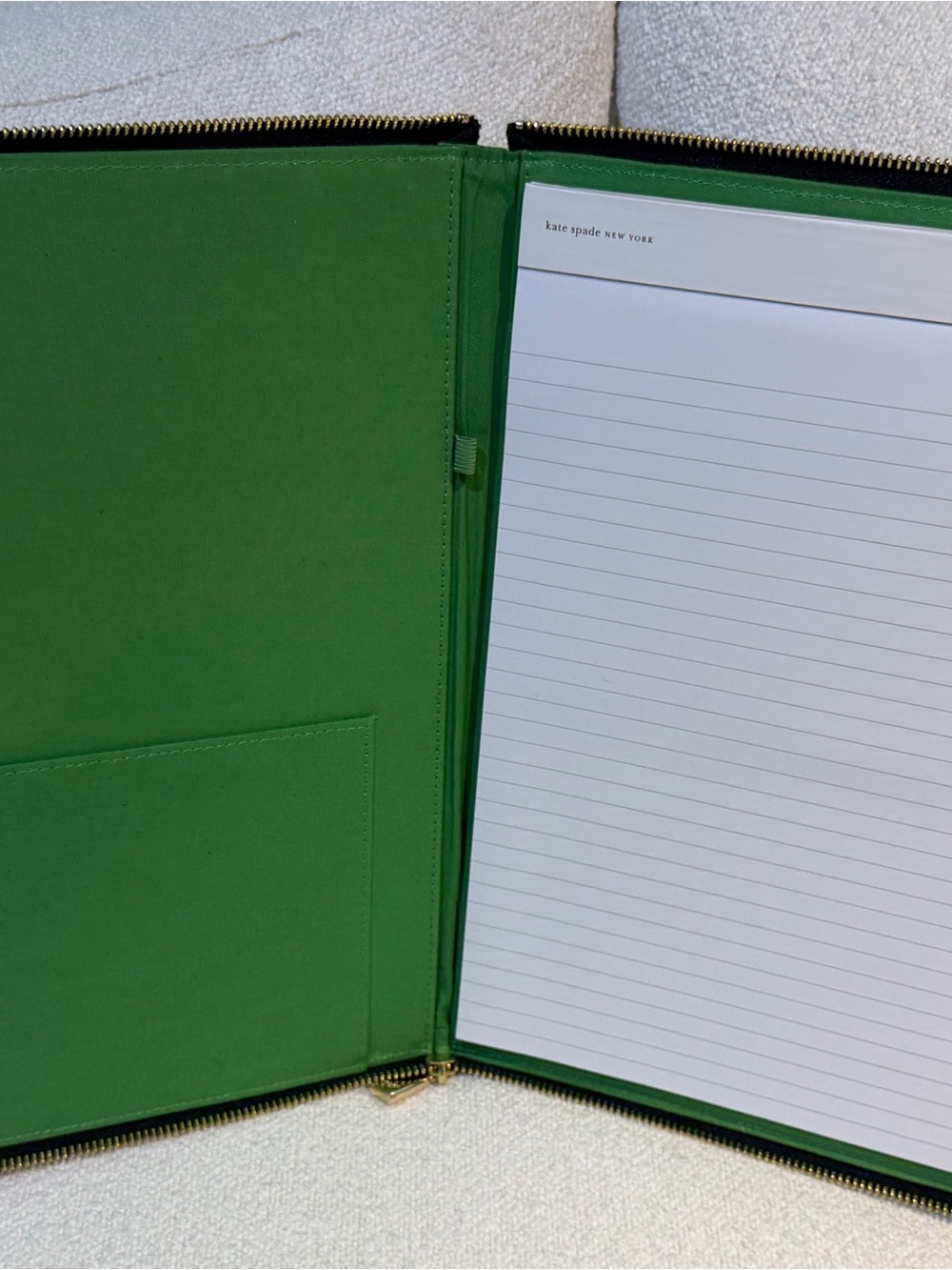 kate spade Black & White Leopard Zip Folio with Green Interior - Picture 2 of 4